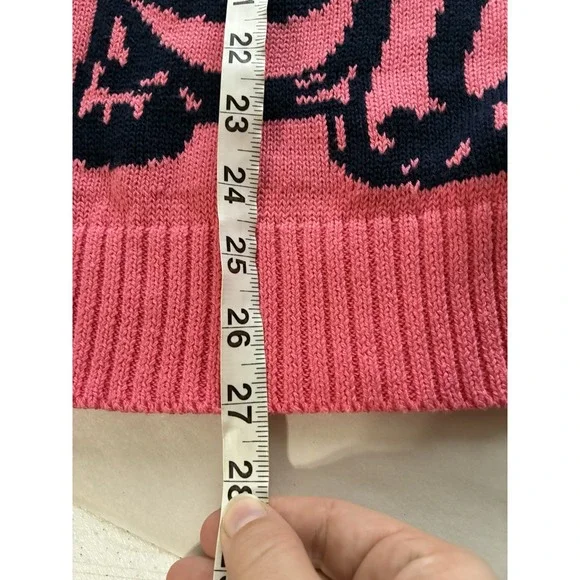 OXKNIT Crew Neck Knit Sweater Sz Large Pink Bulldog 100% Cotton Retro - Picture 7 of 8